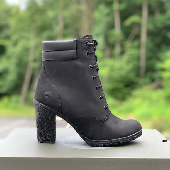 timberland womens black heeled boots